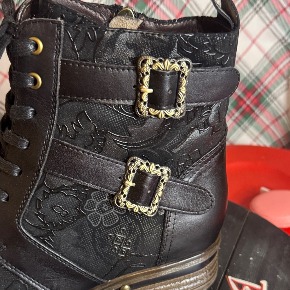 Black Lace-Up Ankle Boots - Picture 7 of 11